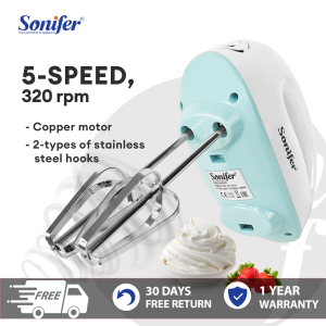 Sonifer Portable Electric Hand Mixer 100W Electric Mixer 5-Speed Ultra Power For Baking Egg Beater Mixer Home Kitchen Tool