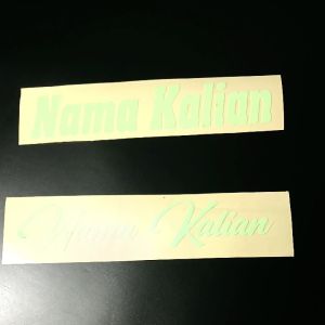 bisa request nama stiker cutting glow in the dark fosfor menyala dalam kegelapan 15 x 3 cm