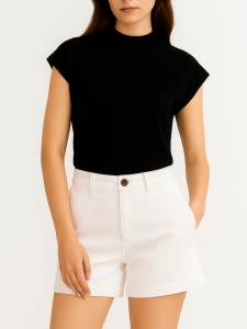 ByVedlyn Kaos Rib High Neck Wanita – Nyaman dan Stylish