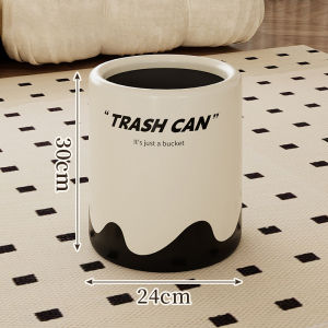 Plexor 13L Round Trash Can with Swing lid Plastic Cream White Bedroom Garbage Bin with cover Minimalist Rubbish Bin Flip-top Trash Bin Tong for Kitchen/Office/Bathroom
