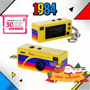 【1984】พวงกุญแจกล้องถ่ายรูปขนาดเล็กพกพาสะดวกสำหรับนักเรียน สไตล์วินเทจ ถ่ายรูปและบันทึกวิดีโอได้ / ของขวัญวันเกิด/สไตล์สีเหลือง