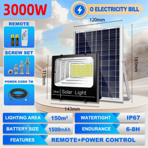 【BUY 1 TAKE 1】solar flood light 120000W outdoor waterproof IP68 original 909LED 980000mAh with solar panel garden lamp room night light bulb for courtyard automatic with remote control christmas decorations 2025 As low as 98 pesos