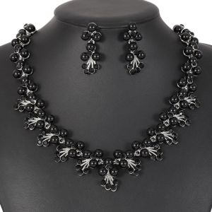 DGFDF Sparkling Rhinestone Womens Jewelry Set Simulated Pearl Baroque Necklace Bracelet Earrings Set Fashion Elegant Bridal Jewelry Set Wedding Party