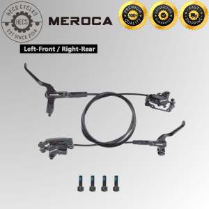 Meroca 2 Piston Hydraulic Disc Brake Set MTB Ergonomic 3 Finger Lever Front 800mm Rear 1400mm Bicycle Bike