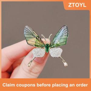 【ZTOYL】 Chống cháy nổ bướm Trâm côn trùng Corsage phụ kiện của phụ nữ Acrylic trong suốt cánh cao cấp quần áo Pin