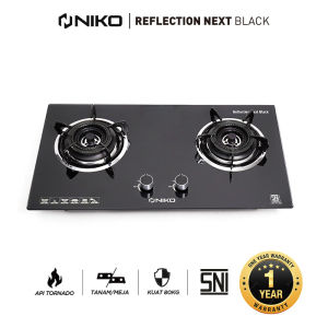 Kompor Gas Tanam 2 Tungku Kaca Niko Reflection Next Black