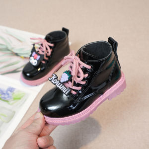 Black Boots For Kids Girl Rubber Shoes Cartoon Character Baby Shoes Korean Girl Shoes 1 to 6 yrl