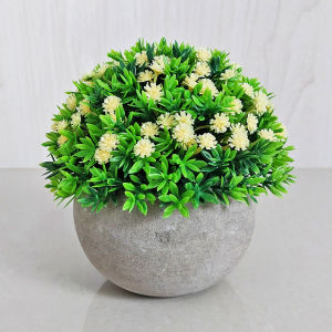 Azgalery PBP124 / Tanaman Hias Bunga Plastik Sepaket Pot Mini Artificial Rumput Soka Decoration Flower Ornamen Hiasan Pajangan Ruangan Rumah Buatan / COD