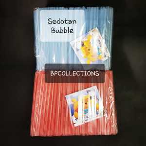1 PAK 215 pcs Sedotan Bubble Salur 10mm Pop Ice Warna Warni es buble besar Boba Runcing Steril Per Bungkus Plastik 200gr ECER