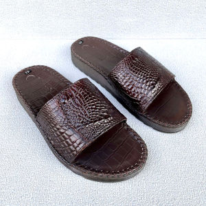 Dép da nam quai ngang 1 bản da cá sấu đế cao 3cm Trường Hải DCS231N