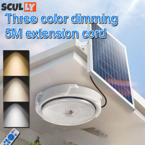 100/200W LED Solar Ceiling Light Pendant Light Outdoor Indoor Solar-Power Lamp With Line Corridor Light for Garden Decoration