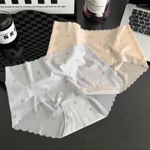 Womens Panties Low-Waisted Ice Silk Seamless Briefs Quick-Drying Strawberry Print Ultra-Thin Traceless Lingerie Breathable Summer2026