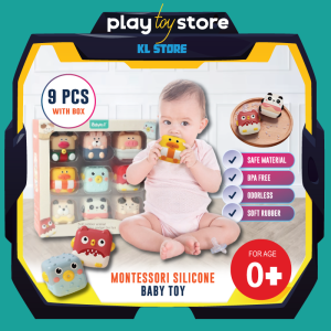 Montessori Silicone Baby Bath Toy Rattle Toddler Toy Chewable Toy Temperature Resistant Sterilization Toy Cute Animal