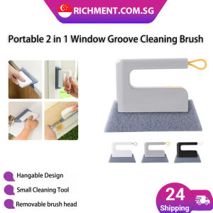 【✅SG Brand】RICHMENT Multi-Purpose Window Track Cleaning Brush with Replaceable Head Built-in Scraper Deep Crevice Cleaner for Window Grooves Door Rails Kitchen & Bathroom Gaps