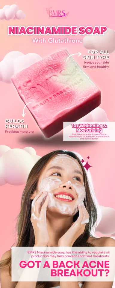 bmrs niacinamide with glutathione soap 100% ORIGINAL BMRS PREMIUM WHITENING SOAP NIACINAMIDE WITH GLUTATHIONE 10x  Whitening / Moisturizing 70g - Lazada