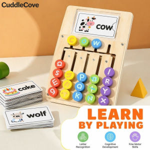 CuddleCove Wooden Alphabet Matching Board Montessori Spelling Puzzle Educational Toy Hand Eye Coordination