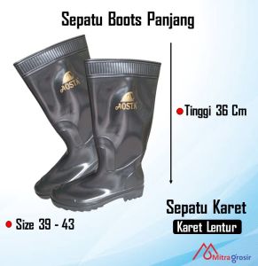 Sepatu Karet Pria Anti Air Sepatu Boots Panjang / Sepatu Bot Boot Tahan Air / Sepatu Boot Pria Murah