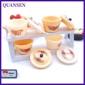 QUANSEN อุปกรณ์ตกแต่งฉากในบ้านตุ๊กตาขนาดเล็กและชวนให้นึกถึงอุปกรณ์ตกแต่งฉากตุ๊กตาอ่างเคลือบความสุขแบบคู่จากจีน2 3ชิ้น