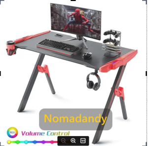 PC Gaming Table with Blade Style Legs Multiple Color Gaming Desk with RGB LED Options Video Game Desk
