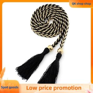 ✨QK shop✨ Ladies Fringed Thin Waist Chain Skirt Decor Waist Strap Rope Knotted Mixed Color Braided Female Waist Belt
