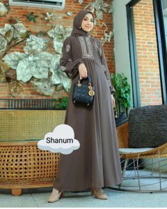 Shanum Dress Baju Gamis Kondangan Kekinian Gaun Pesta Wanita Muslimah Terbaru 2025 Viral Lebaran