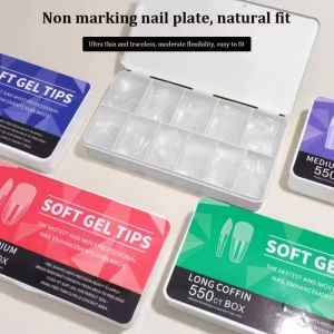 กล่องรวม 550ชิ้น Pvc เล็บปลอมอะคริลิคใส เนื้อแมตต์ ทรงสี่เหลี่ยม 10-11 ขนาด สําหรับตกแต่งเล็บ DIY