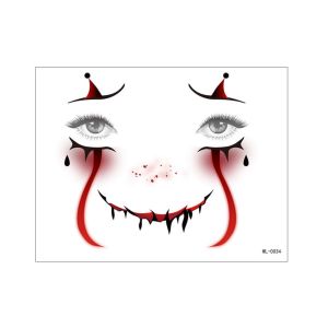 GOXBERK Make Up Joker Face Tattoo Sticker Waterproof Face Art Circus Clown Temporary Tattoo Creative DIY Little Witch Face Sticker Halloween