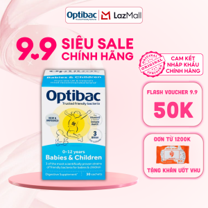 Men vi sinh Optibac Babies & Children hỗ trợ tiêu hóa tăng cường miễn dịch cho bé từ 0 - 12 tuổi hộp 30 gói