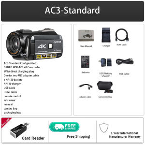 ORDRO HDR-AC3 30MP 4K Digital Video Camera Ultra HD Photography IR Night Vision WiFi for Vlogging Youtube Camcorder