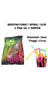 P2 JOLIE/Sedotan Plastik Warna Warni/Sedotan Funky/Spiral/Ulir Satu Pak isi 50pcs