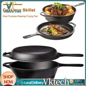 [Vktech] Iron Frying Pan Non-Stick Fried Egg Pan with Handle Skillet Pre-seasoned for Frying Baking Grilling Indoor Outdoor Cooking