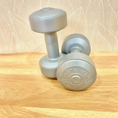 POTENCE Barbel Dumbell 2KG Kosongan Tanpa Isi Warna Silver (Sudah Plus Tutup)