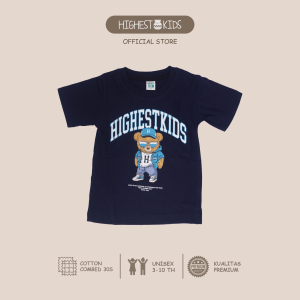 Highest Kids - Kaos Anak Cowok Cewek Motif Beruang Bahan Cotton Combed 30S Ukuran S M L XL Usia 3th 4th 5th 6th 7th 8th 9th 10th HKTS46