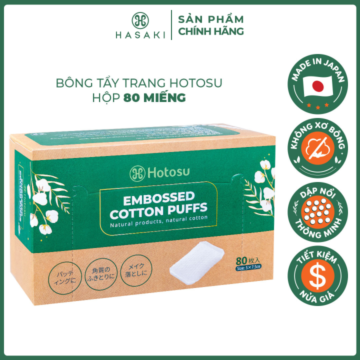 Bông Tẩy Trang Hotosu Hộp 80 Miếng Hasaki Sản Phẩm Chính Hãng