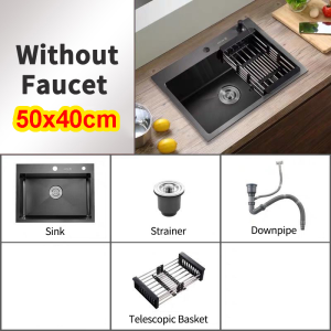 NANO Kitchen Sink Double Handmade Stainless Steel Seamless Welding Sink dengan Design Topmount Kitchen Sink Handmade Stainless Steel Undermount Sink Kedalaman 22cm Sink