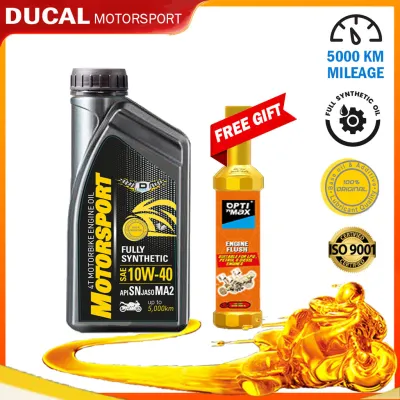 DUCAL 4T Fully Synthetic 10W40 API SN /JASO MA2 1L Motorcycle Engine Oil (FREE ENGINE FLUSH) Minyak Hitam Motosikal FULLY SINTETIK10W40 (LC135 Y15 16) 1 LITRES