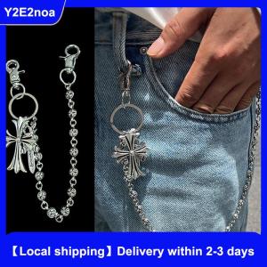 【Local shipping】 Personality Wallet Chain Punk Hip Hop Rock Pants Chain Metal Cross Men Women Bag Trinket Pendant