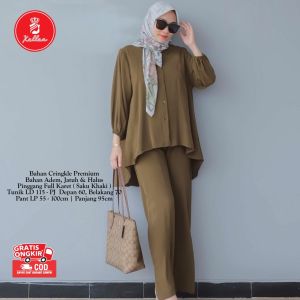 Setelan Wanita Jumbo Crinkle Premium Vatina Set Korean Style OOTD Kekinian Bahan Halus Tebal Adem Fashion Terbaru - XELLEA