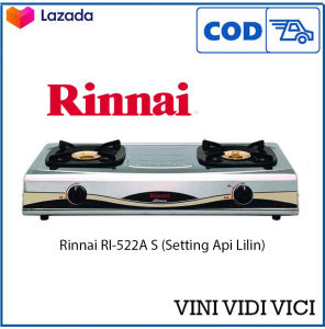 Kompor Gas Rinnai RI-522A Stainless 2 Tungku Asli + Setting Api Lilin