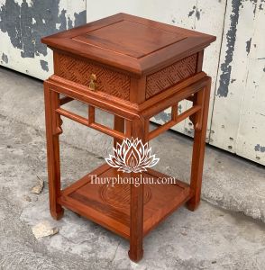 Đôn vuông ngăn kéo kê đồ trang trí gỗ hương mặt 38 cao 607080cm