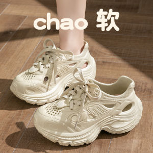 WomenS Summer Outdoor Clogs Ins Trendy Fashionable Lace-Up Thick-Soled Height-Increasing Non-Slip Closed-Toe Shoes