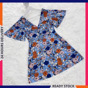 CFBOUTIQUE Women Euro Inspired Fashion Floral Printed V Neck  Plunge Back Ladies Summer Dress