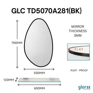 (GLOREX) High Quality Aluminium Teardrop Mirror Bathroom Mirror Deco Mirror Round Mirror Irregular Mirror Cermin Bulat