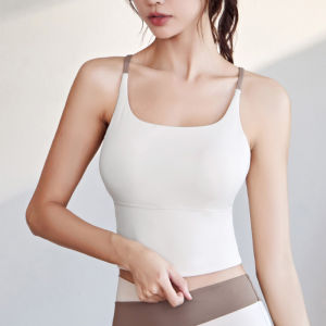 เสื้อชั้นในกีฬาผู้หญิงสไตล์เกาหลีแบบใหม่ เสื้อชั้นในกีฬายืดหยุ่นสูงพร้อมแผ่นรองหน้าอกในตัว เสื้อชั้นในโยคะแห้งเร็ว สวมใส่สบาย มีให้เลือก 6 สี ไซส์ใหญ่