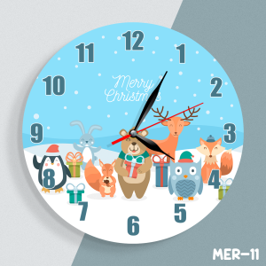 Jam Dinding Kayu Souvenir Hadiah Natal Tahun Baru Unik Merry Christmas Happy New Year MER-11