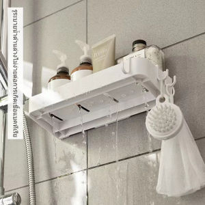 ชั้นวางเครื่องปรุงรสและเครื่องเทศติดผนังหลายชั้น ไม่ต้องเจาะ สำหรับห้องครัวและห้องน้ำ