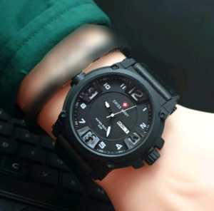 BISA COD - JAM TANGAN PRIA SWISS ARMY ANTI AIR TALI KULIT TANGGAL AKTIF FREE BOX FREE BATERAI CADANGAN ANALOG KASUAL