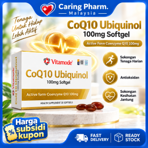 Vitamode Ubiquinol CoQ10 100mg Capsules Coenzyme Q10 Supplement Adults Heart Support Antioxidant Energy Cellular Health Daily Wellness Halal Malaysia