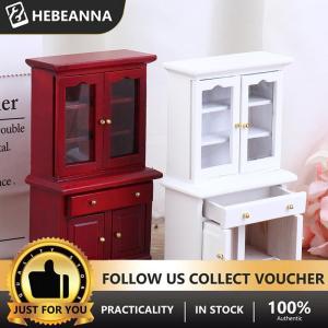hebeanna 1 12 Dollhouse Miniature Furniture Multifunction Wood Cabinet Bookcase Model Toy