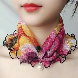 Khăn Lụa Vàng Thanh Lịch Và Thời Trang Đổi Ren Vàng Khăn Quàng Cổ Thời Trang VUÔNG Khăn -Aeneas Shop